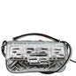 FENDI Baguette Zucca Embossed Leather Crossbody Bag Metallic Silver Rovelle Bags