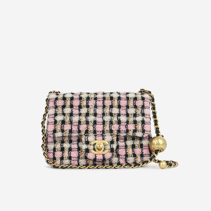 Chanel Mini Square Pearl Crush - Mixed Pink Tweed Rovelle Bags