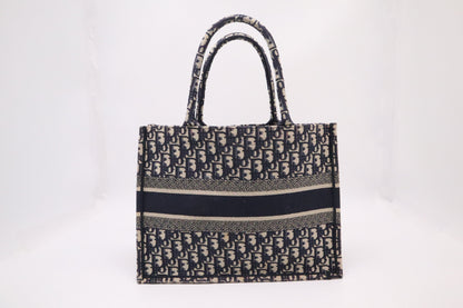 Dior Book Tote Medium in Navy Blue Oblique Embroidery Canvas Rovelle Bags