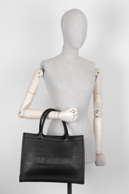 Christian Dior Medium Book Tote Black Leather Rovelle Bags