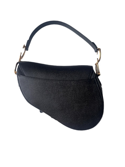 Dior Saddle Black Medium Grained Leather Handbag with Gold Hardware Rovelle Bags