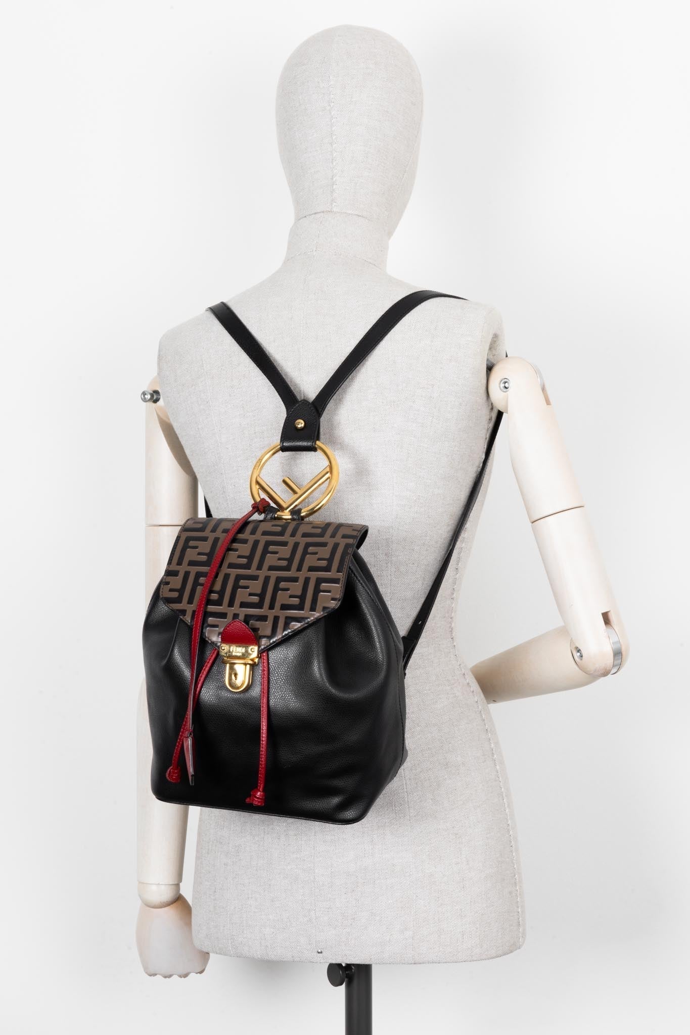 FENDI Zucca Print Backpack Leather Black Rovelle Bags