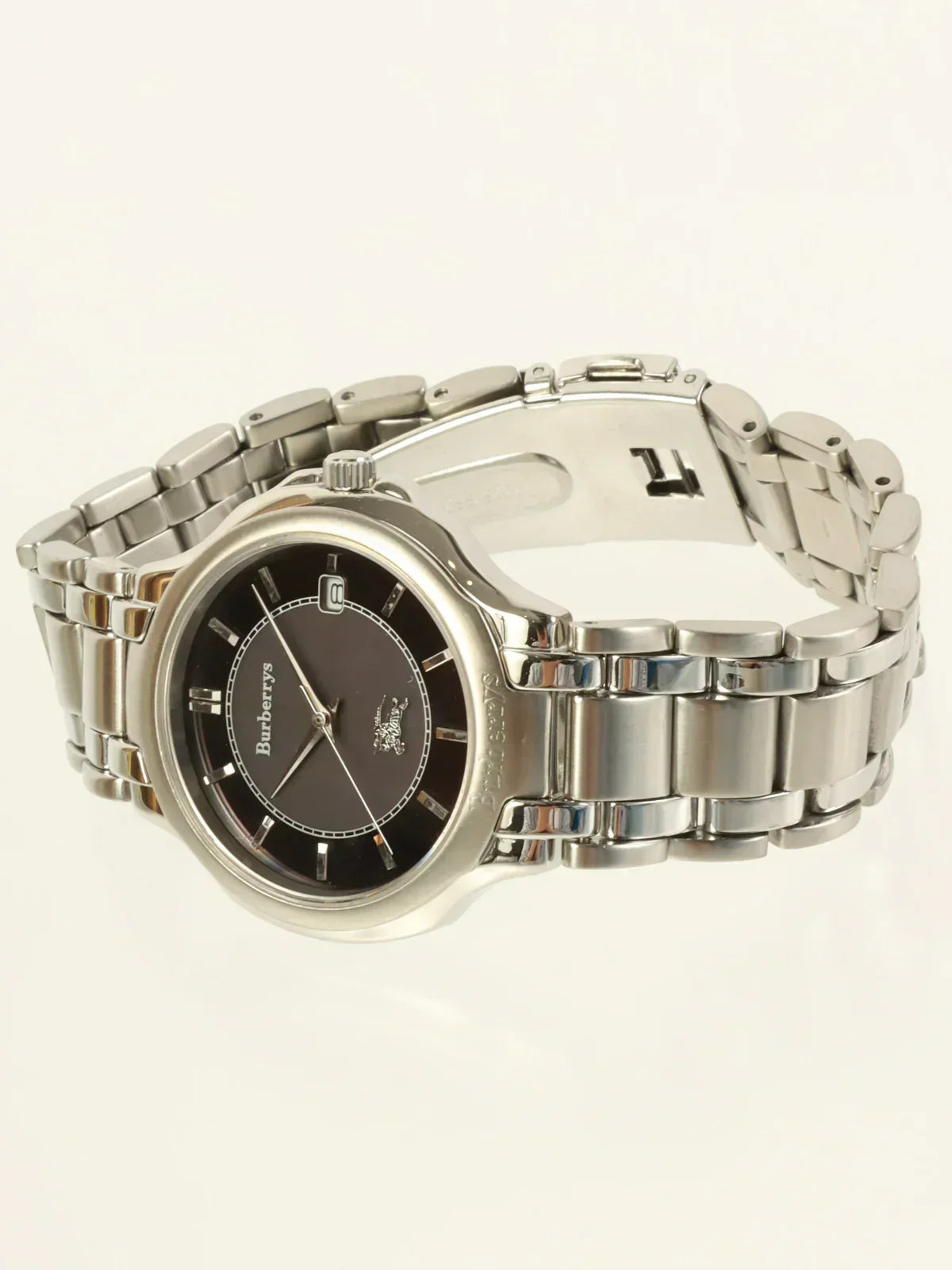 Luxury Burberry Round Logo Face Watch Silver/Black