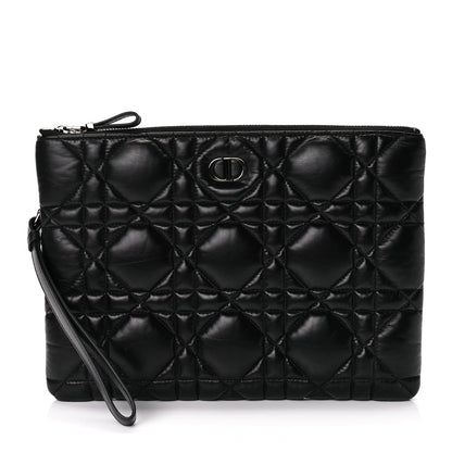 Christian Dior Supple Calfskin Cannage Caro Daily Pouch Black Rovelle Bags