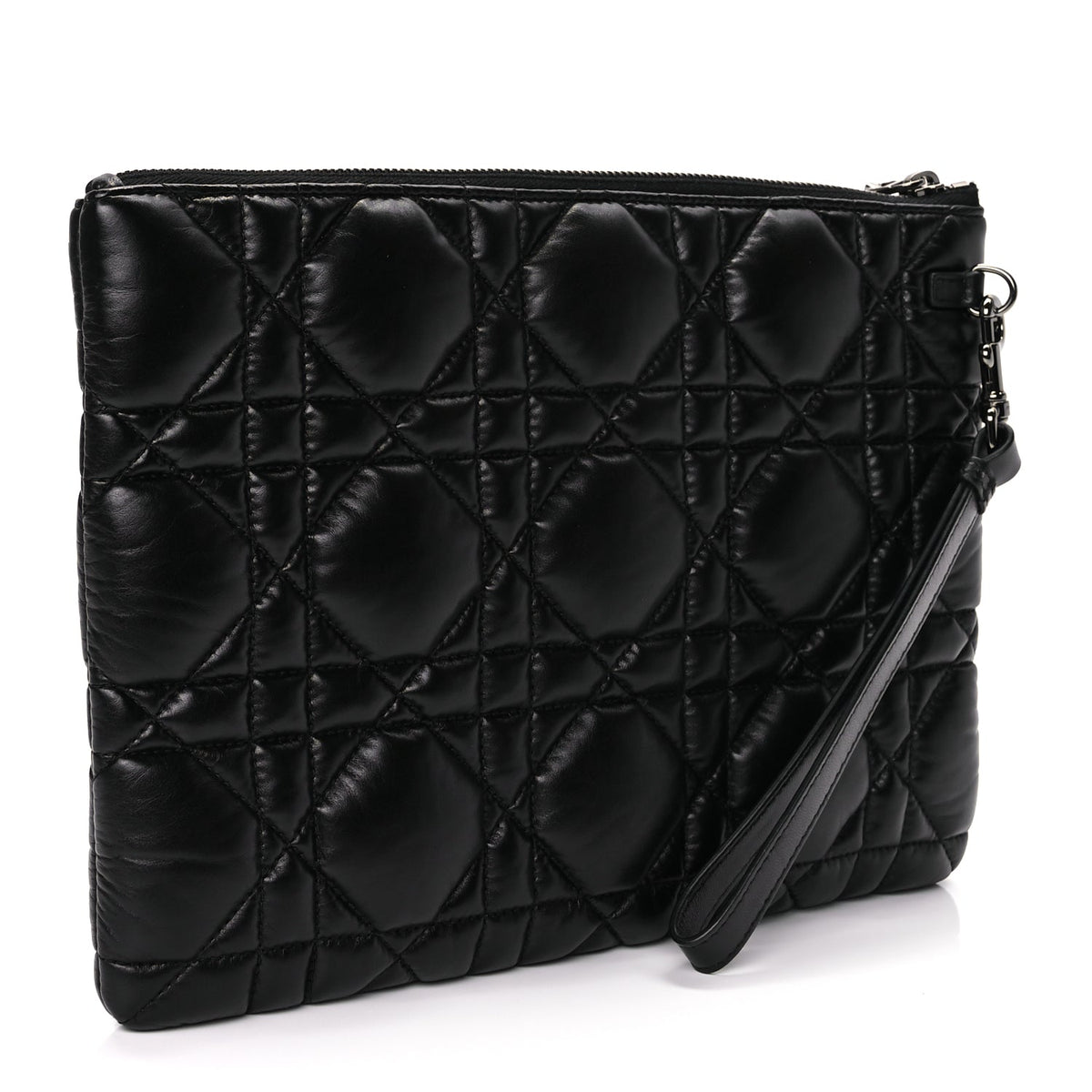Christian Dior Supple Calfskin Cannage Caro Daily Pouch Black Rovelle Bags