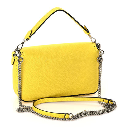 Fendi Cuoio Roma Sellerissima Nappa Sintetica Tape Stitch Mini Baguette Acid Yellow Rovelle Bags