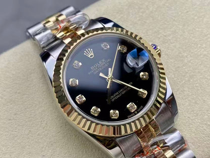 Rolex Datejust 2-Tone Jubilee Black Diamond Dial