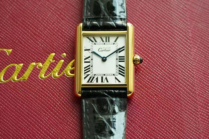 TANK MUST QUARTZ 30MM GOLD PLATED CASE LEATHER IVORY DIAL