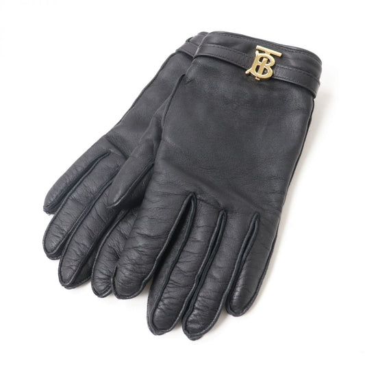 BURBERRY gloves lambskin Black x Gold Women 7.5