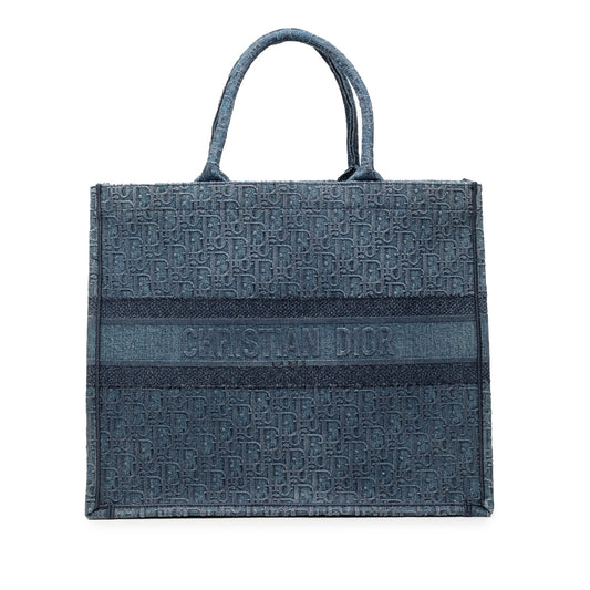 Blue Dior Large Oblique Denim Book Tote Rovelle Bags