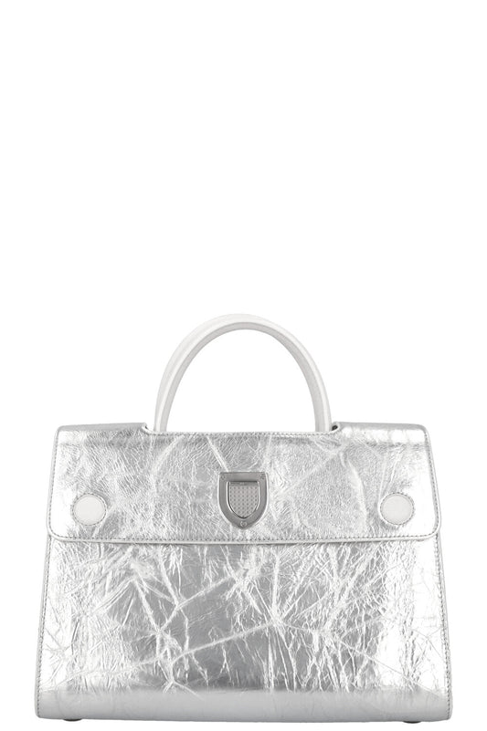 Christian Dior Medium Diorever Tote Leather Silver Rovelle Bags