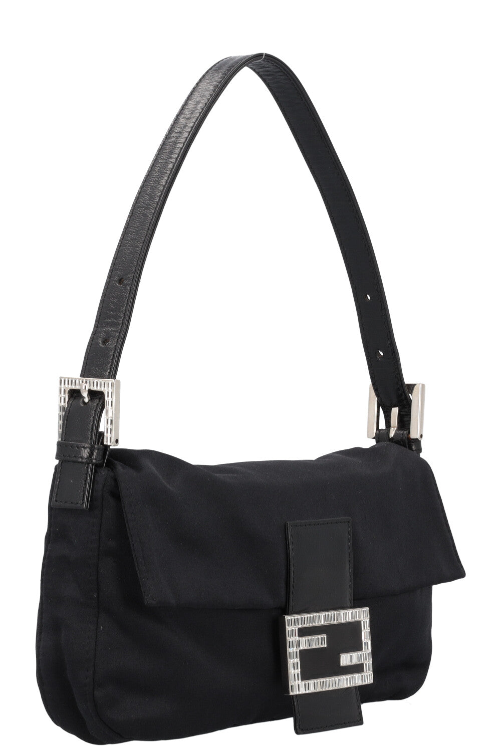 FENDI Baguette Bag Satin Black Sparkle Rovelle Bags
