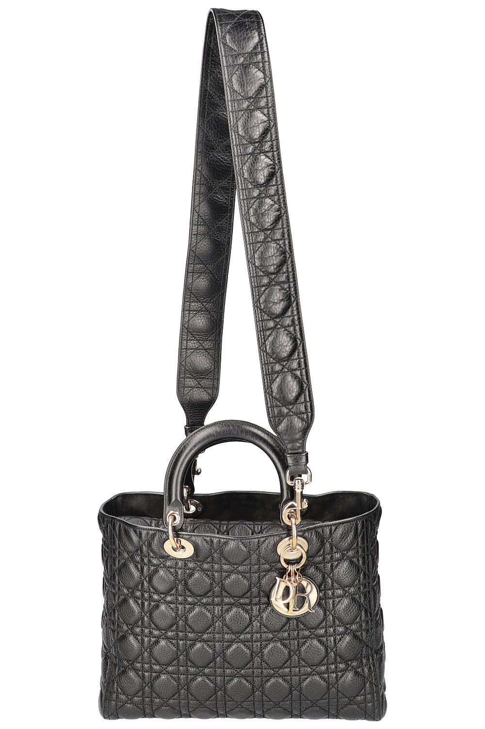 Christian Dior Lady Dior Bag Quilted Grained Calfskin Black Rovelle Bags