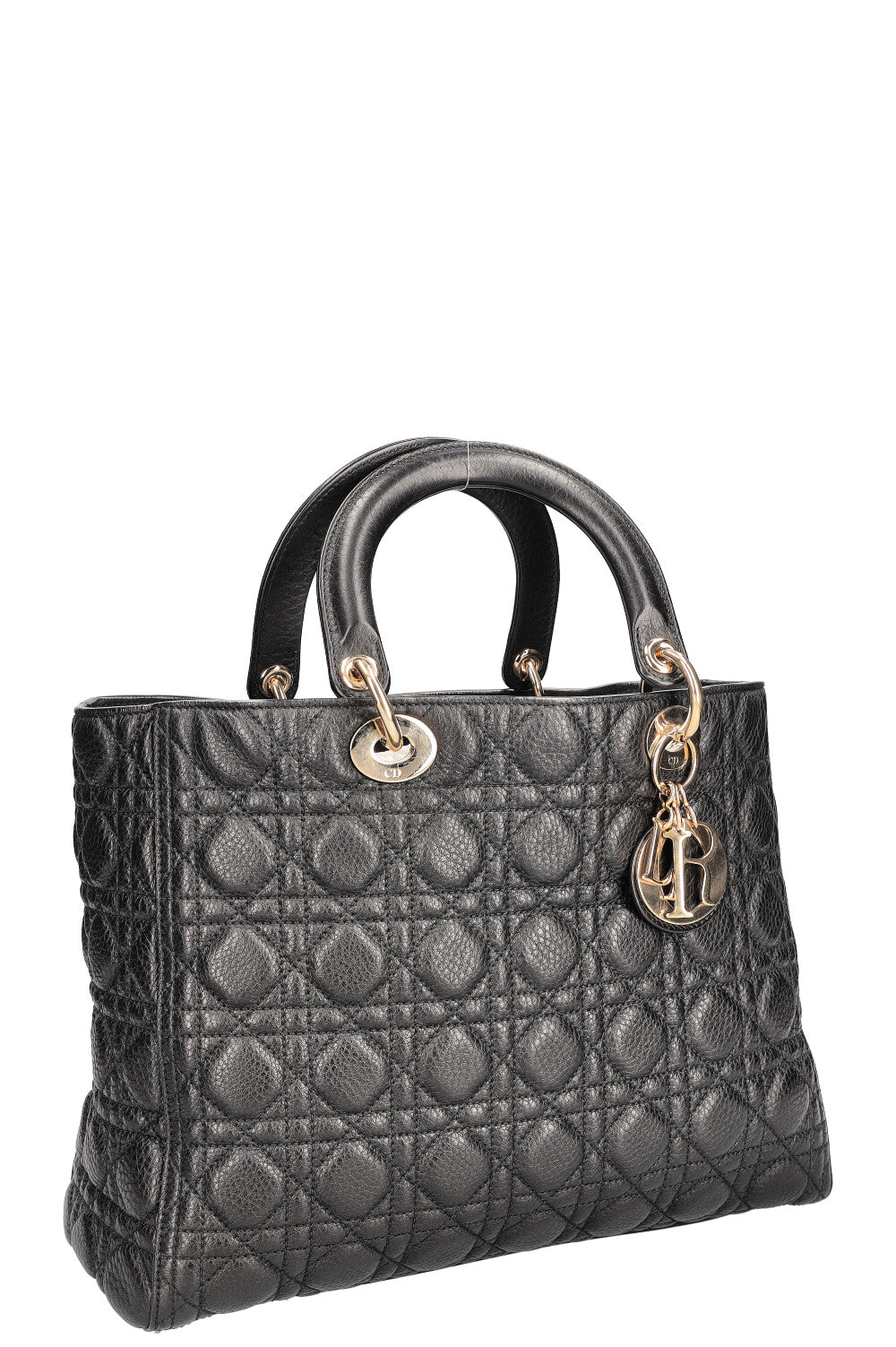 Christian Dior Lady Dior Bag Quilted Grained Calfskin Black Rovelle Bags