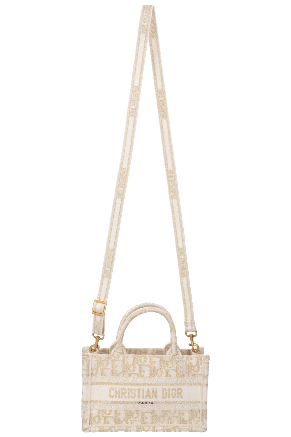 Christian Dior Mini Tote Bag Oblique Ivory Gold Rovelle Bags
