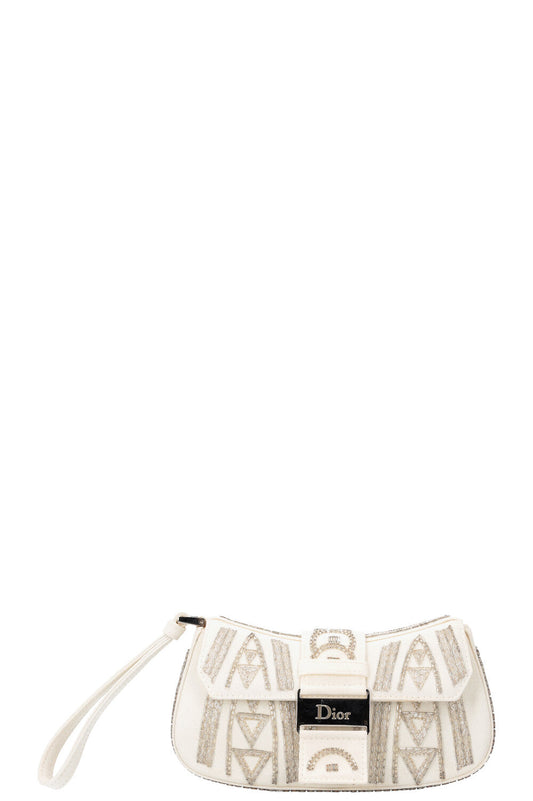 Christian Dior Columbus Clutch Embroidered White Rovelle Bags