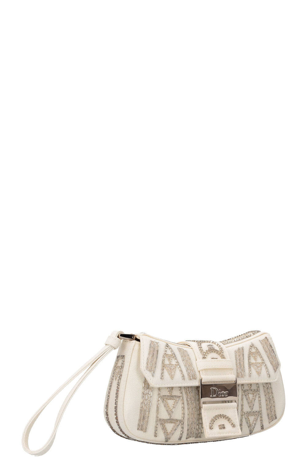 Christian Dior Columbus Clutch Embroidered White Rovelle Bags