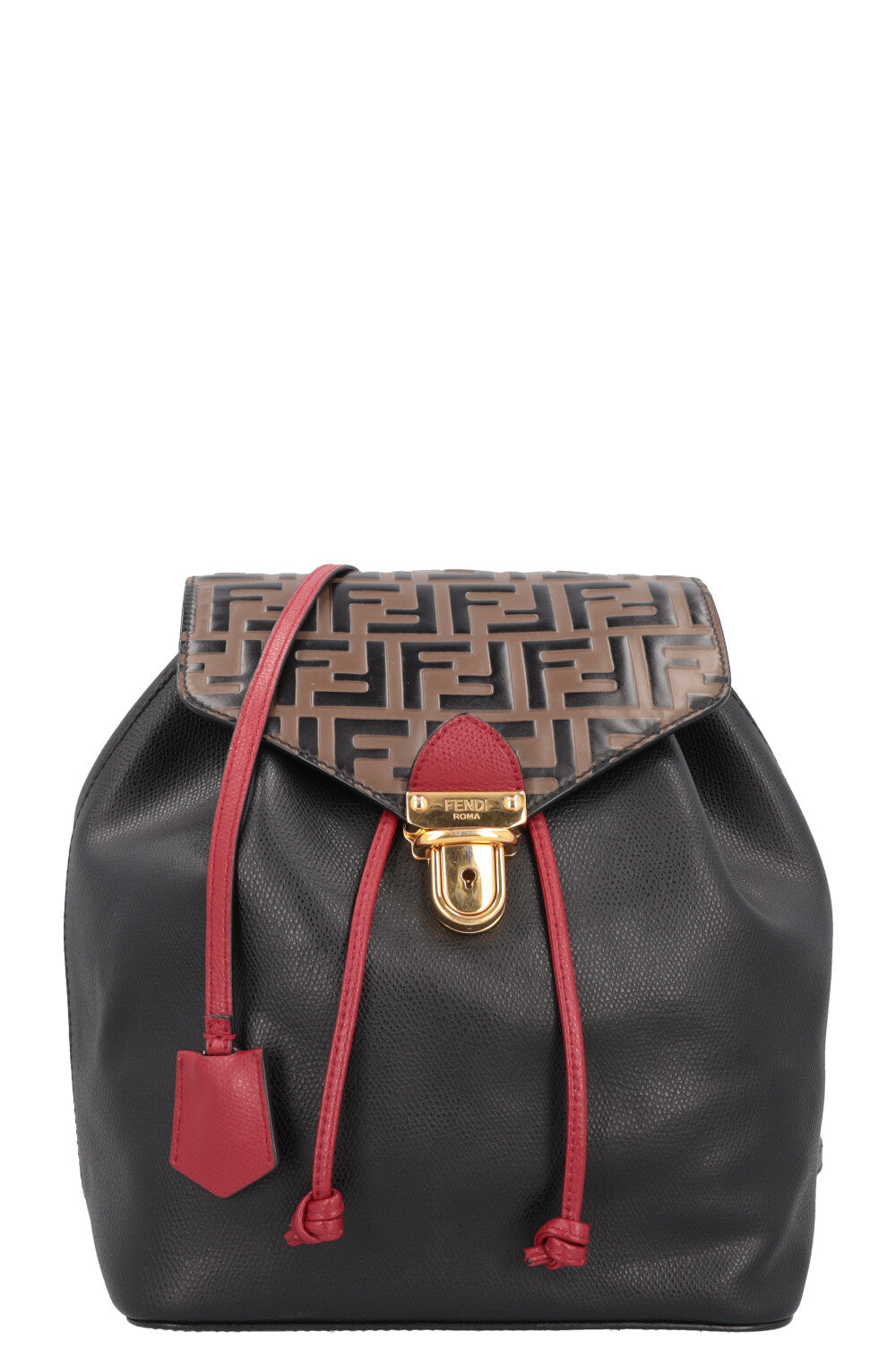 FENDI Zucca Print Backpack Leather Black Rovelle Bags