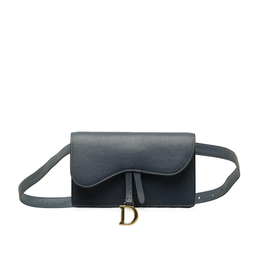 Blue Dior Leather Saddle Belt Bag Rovelle Bags