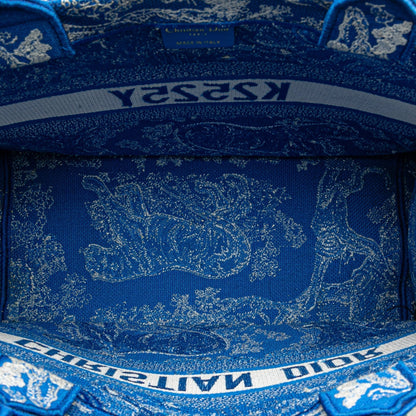 Blue Dior Medium Canvas Embroidered Dioriviera Toile De Jouy Book Tote Rovelle Bags
