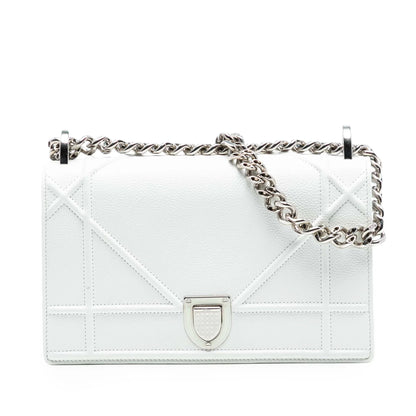 White Dior Small Grained Calfskin Diorama Flap Crossbody Bag Rovelle Bags