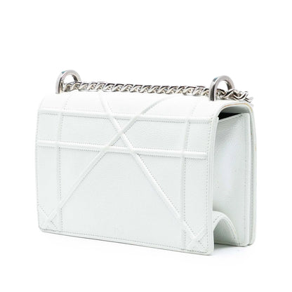 White Dior Small Grained Calfskin Diorama Flap Crossbody Bag Rovelle Bags