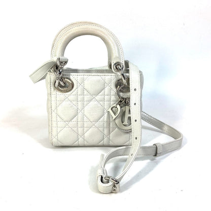 Dior Handbag leather Metallic gray type Lady Dior Cannage Mini Women Rovelle Bags