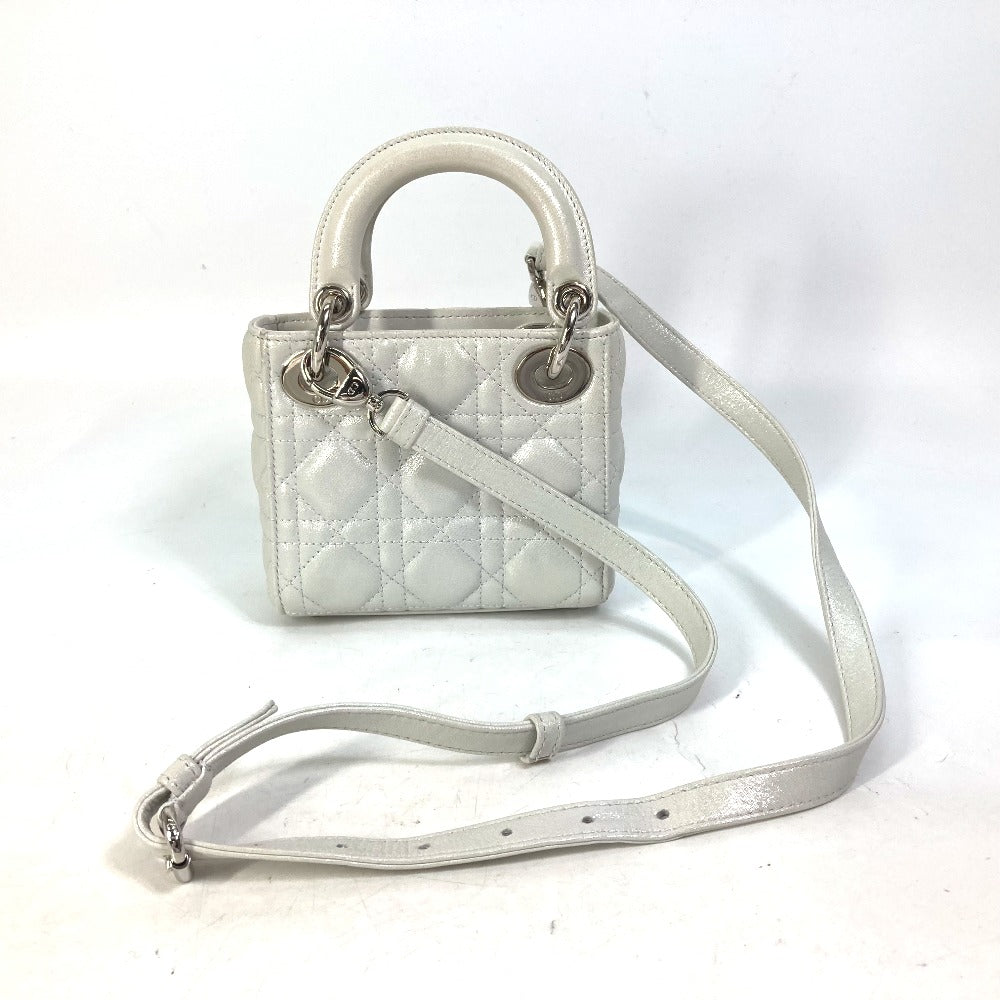 Dior Handbag leather Metallic gray type Lady Dior Cannage Mini Women Rovelle Bags