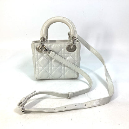 Dior Handbag leather Metallic gray type Lady Dior Cannage Mini Women Rovelle Bags