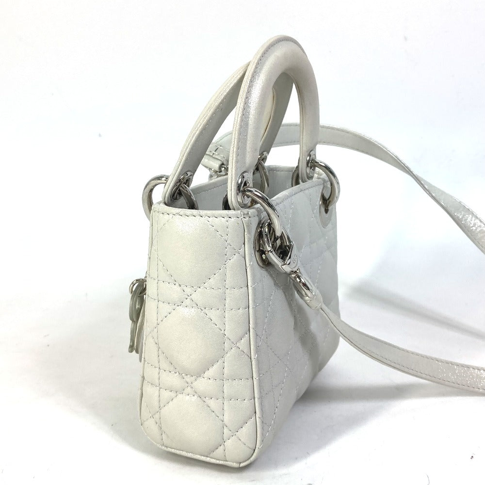 Dior Handbag leather Metallic gray type Lady Dior Cannage Mini Women Rovelle Bags