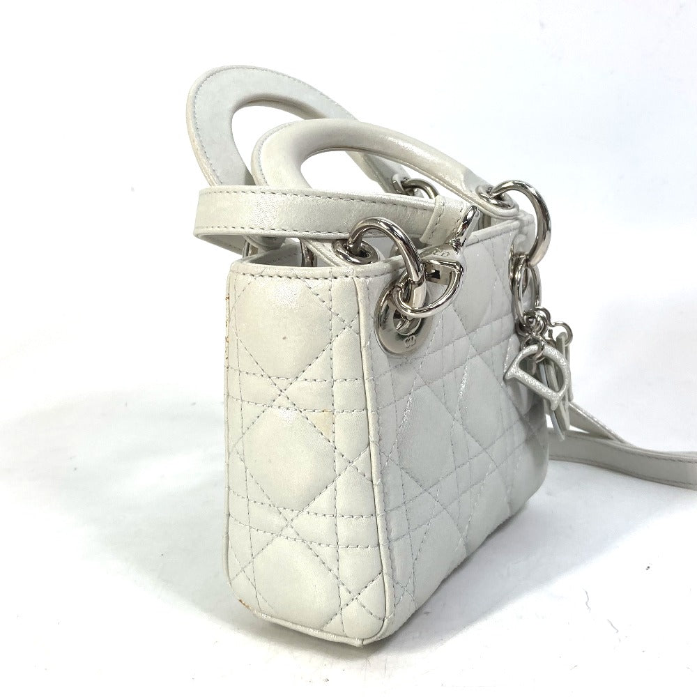 Dior Handbag leather Metallic gray type Lady Dior Cannage Mini Women Rovelle Bags