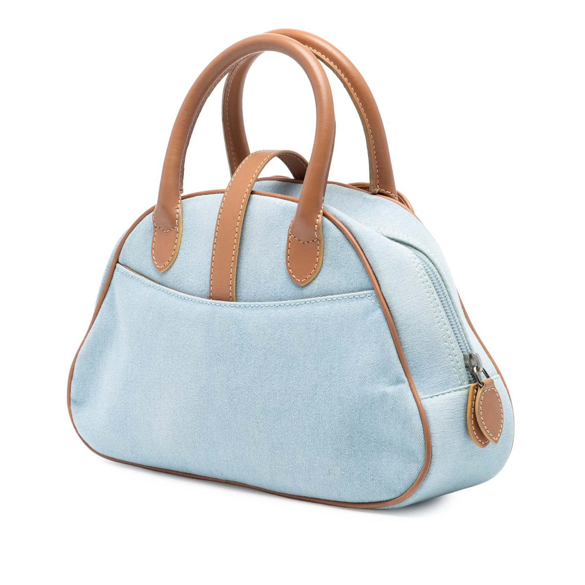 Blue Dior Mini Denim Double Saddle Bowler Bag Rovelle Bags
