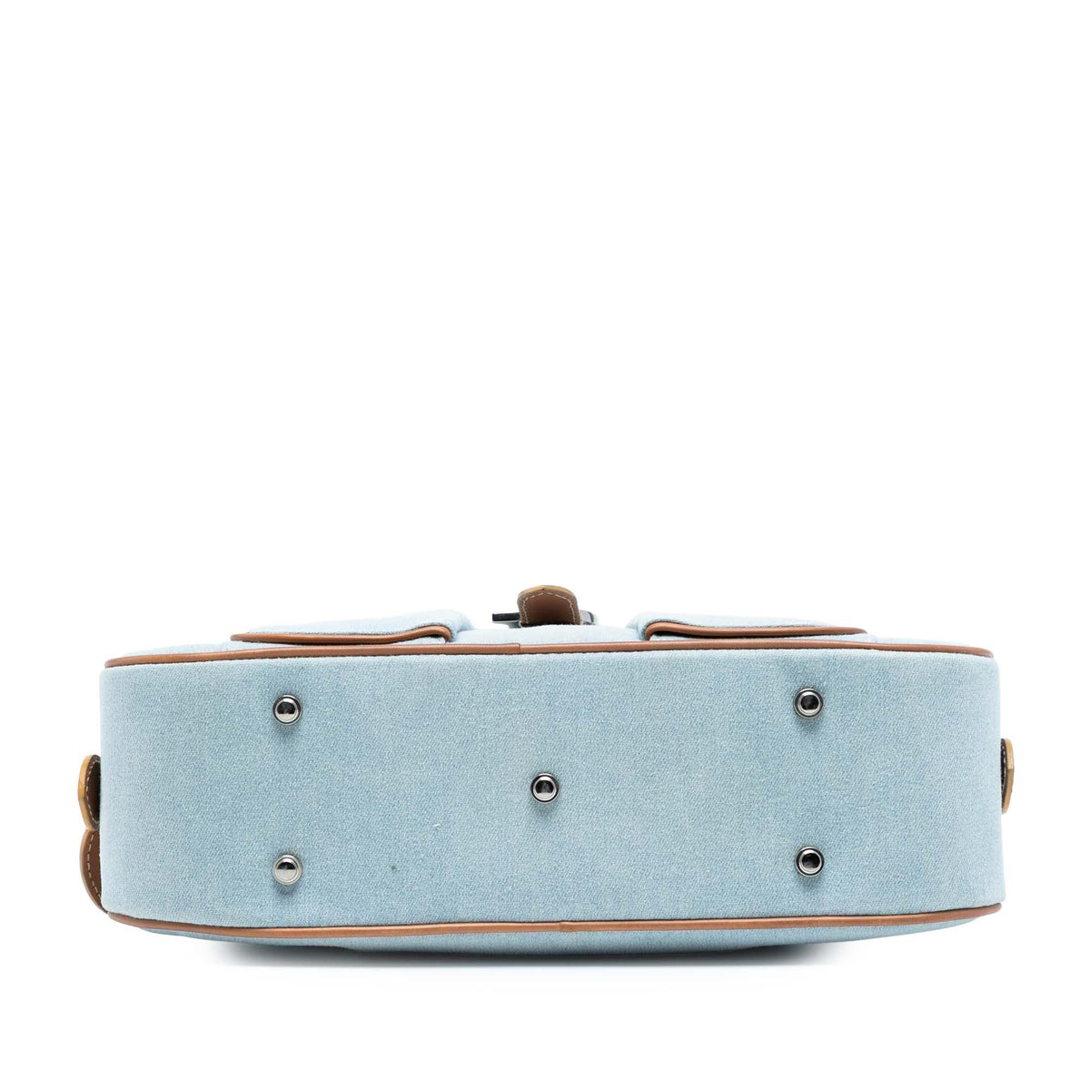 Blue Dior Mini Denim Double Saddle Bowler Bag Rovelle Bags