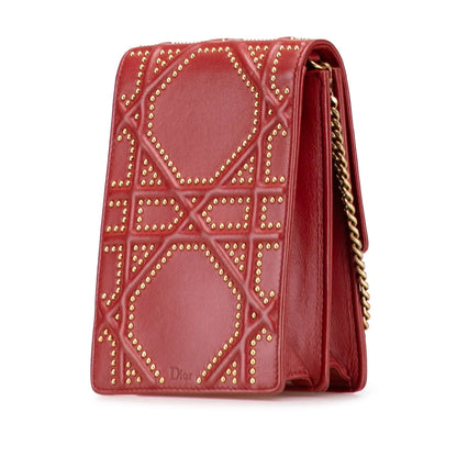Red Dior Studded Lambskin Vertical Diorama Crossbody Rovelle Bags