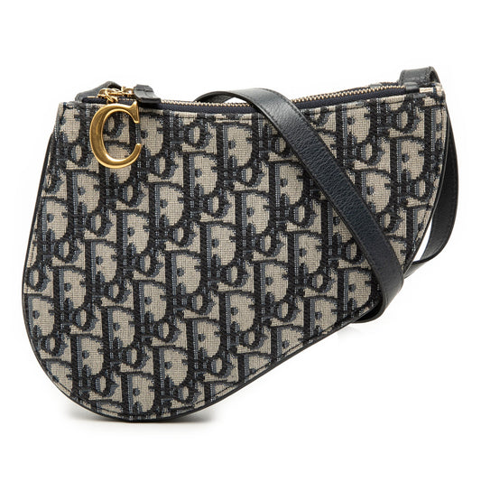 Blue Dior Oblique Canvas Saddle Triple Zip Crossbody Rovelle Bags