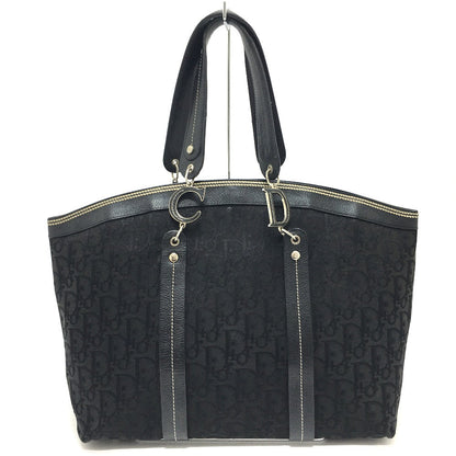 Christian Dior Tote Bag Canvas / leather black Flower embroidery Trotter Women Rovelle Bags