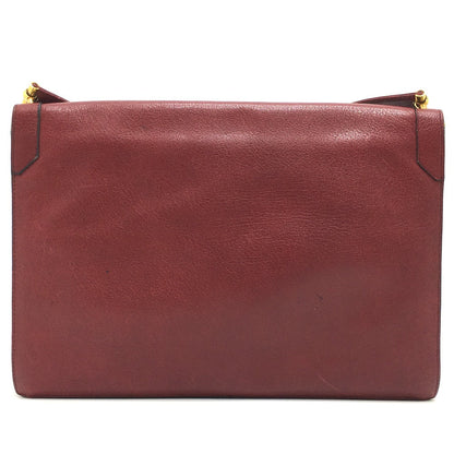 Christian Dior Shoulder Bag leather Red CDMetal Old Women Rovelle Bags