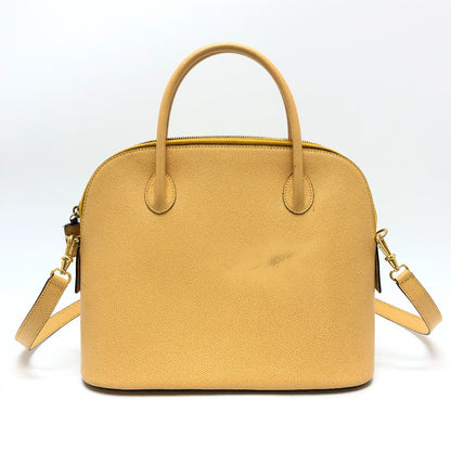 CELINE Shoulder Bag leather Yellow beige type Bowling 2WAY Shoulder Crossbody Bag Women