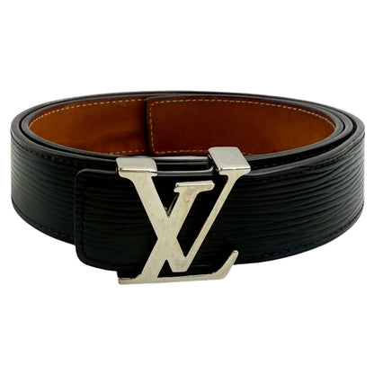 LOUIS VUITTON Epi Centur Initial Black Leather Mens Belt Sz 34-36 LHQ1332