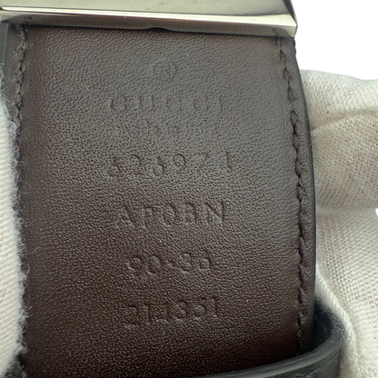 GUCCI Square G Buckle Reversible Black/Brown Leather Belt Size 36" LHQ1336