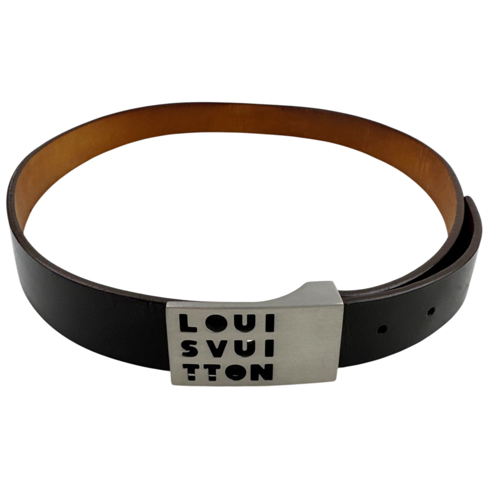 LOUIS VUITTON Santur LST Dark Brown Leather Belt Size 34" LHQ1401