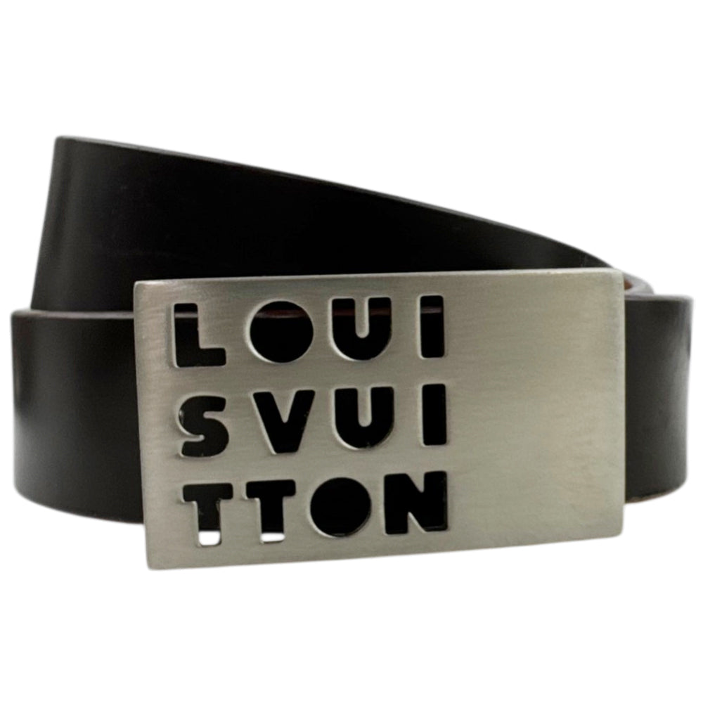LOUIS VUITTON Santur LST Dark Brown Leather Belt Size 34" LHQ1401