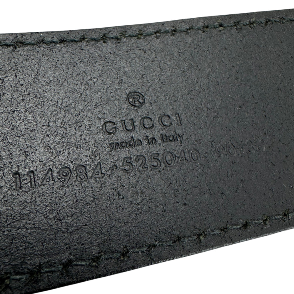 GUCCI GG Black Leather Belt Size 36" LHQ1574