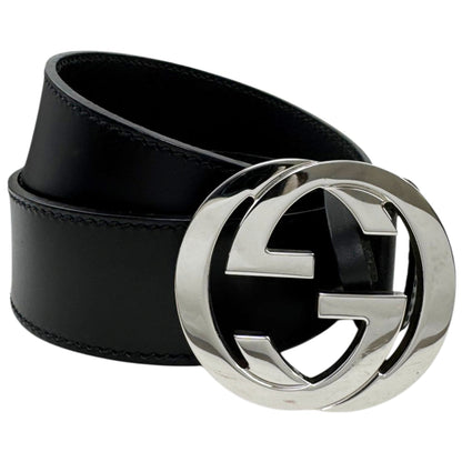 GUCCI GG Black Leather Belt Size 36" LHQ1574