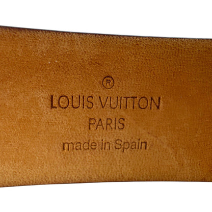 LOUIS VUITTON Monogram Santur Silver Buckle Belt Size 30" LHQ1582