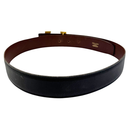 HERMES H Buckle Reversible Black Belt Size 70 LHQ352