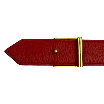 LOUIS VUITTON Monogram Reversible Red Leather Belt Size 32 LHQ997