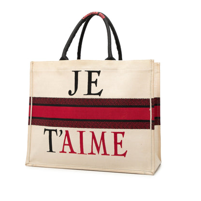 White Dior Dioramour Large Embroidered Canvas Je T Aime Book Tote Rovelle Bags