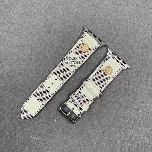 White Checkered LV Apple Watch Band Shop