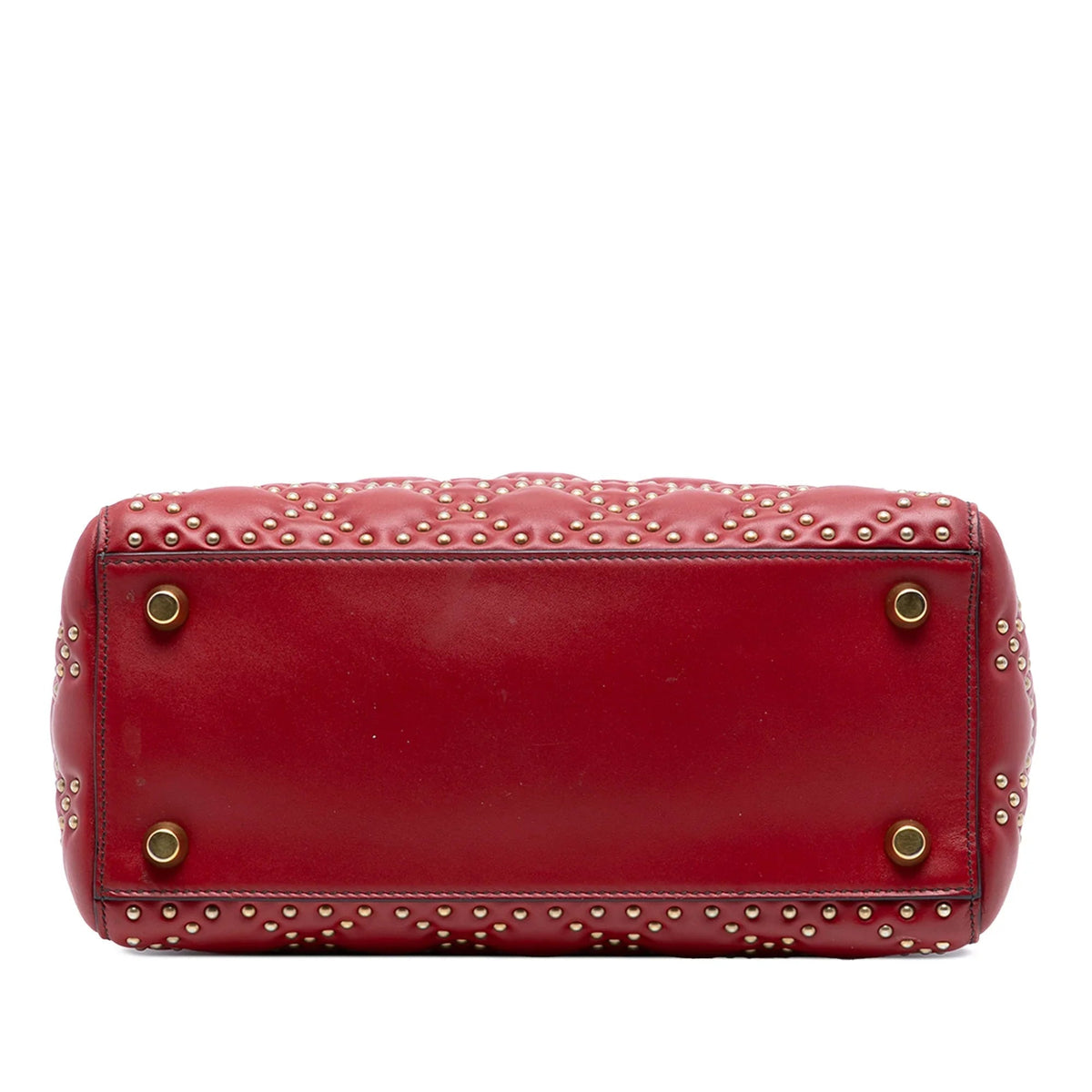 Red Dior Medium Studded Calfskin Lady Dior Handbag Rovelle Bags